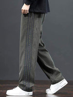 Striped Drawstring Waist Straight Pants