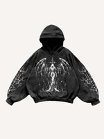 Figure&Wing Graphic Print Slant Pockets Hoodie