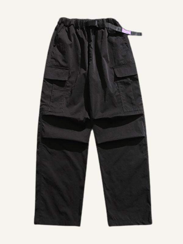 Solid Color Flap Pocket Side Cargo Pants