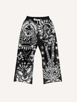 Pray&Heart&Cross Graphic All Over Print Elastic Waist Pants