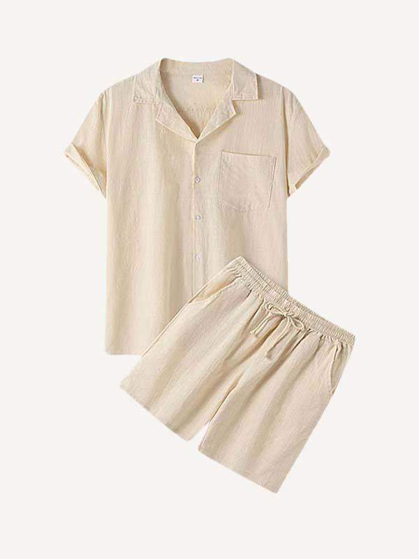 Solid Color Patch Pocket Drawstring Waist Two-Piece Set