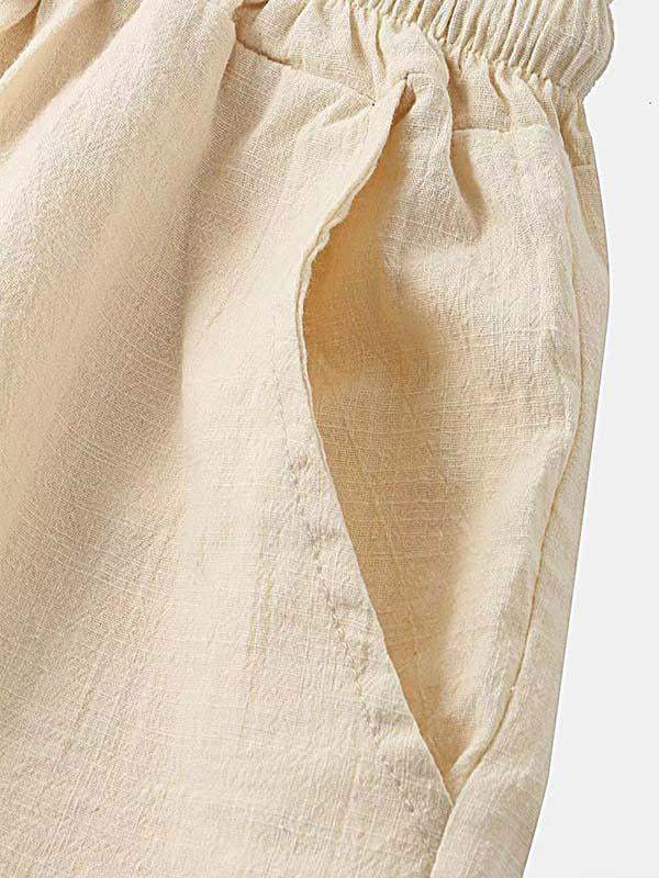 Solid Color Patch Pocket Drawstring Waist Two-Piece Set