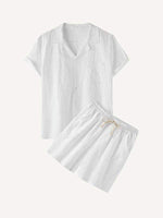 Solid Color Patch Pocket Drawstring Waist Two-Piece Set