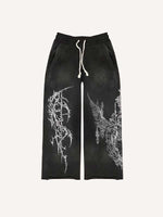 Figure&Wing&Graphic Print Elastic Waist Pants