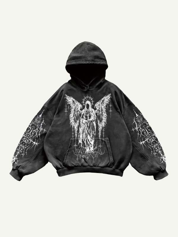 Figure&Wing Graphic Print Slant Pockets Hoodie
