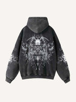 Skull&Cross Graphic Print Zip Up Slant Pockets Hooded Coat